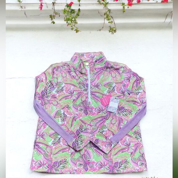 STELLA PARKET NWT GOLF COLLECTION LILAC RASH GUARD TOP QUICK DRY UPF 50 1/4 ZIP - Picture 4 of 8